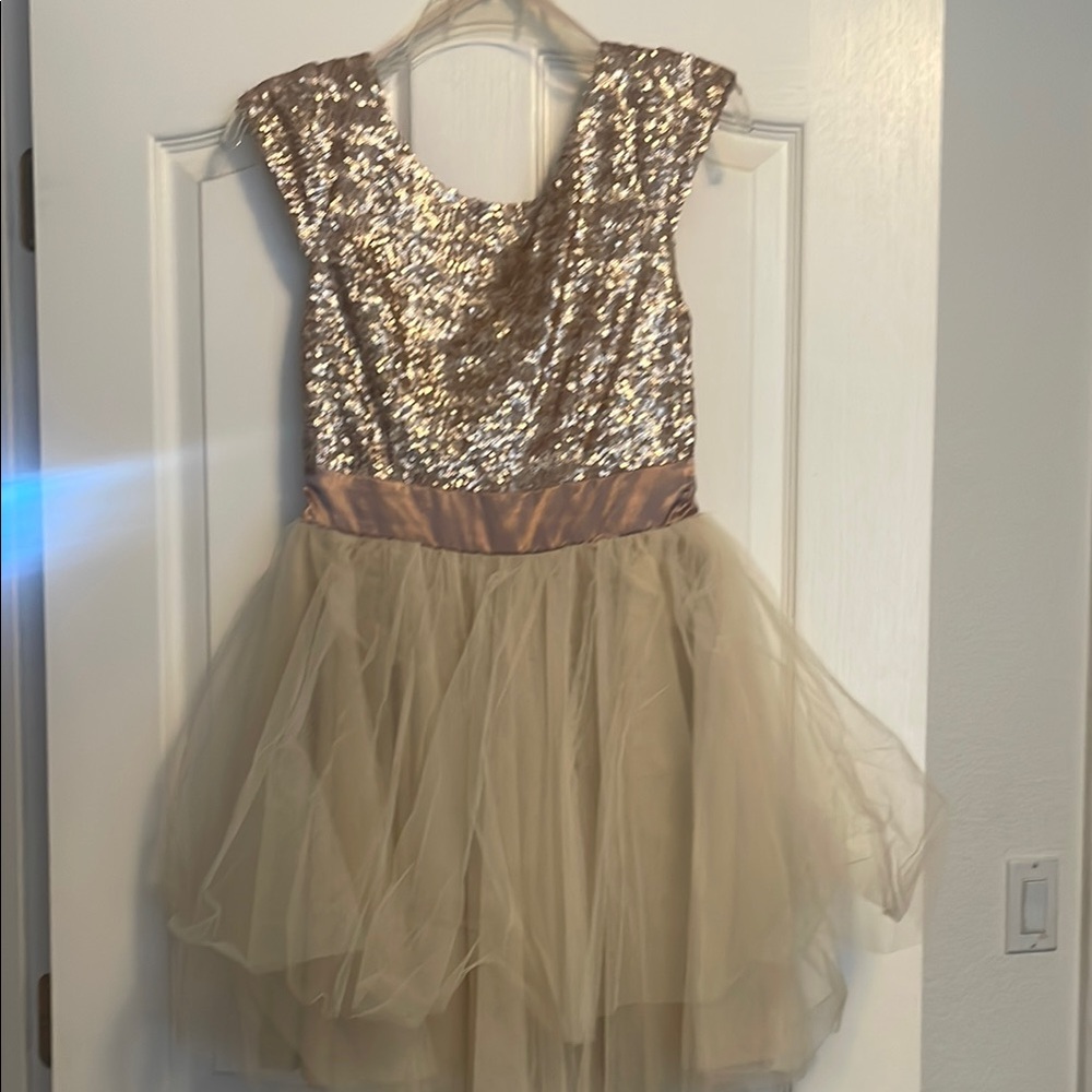 Windsor Gold and Cream Dance quinceañera dress with Sequin Bodice size 5
